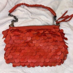Jesslyn Blake genuine Leather Fish Scale Fringe Clutch/Shoulder*